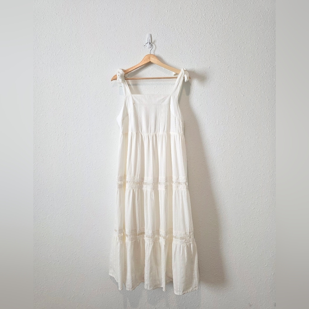 Carve Designs Tie Strap Cotton Midi Dress L - Picture 2 of 7